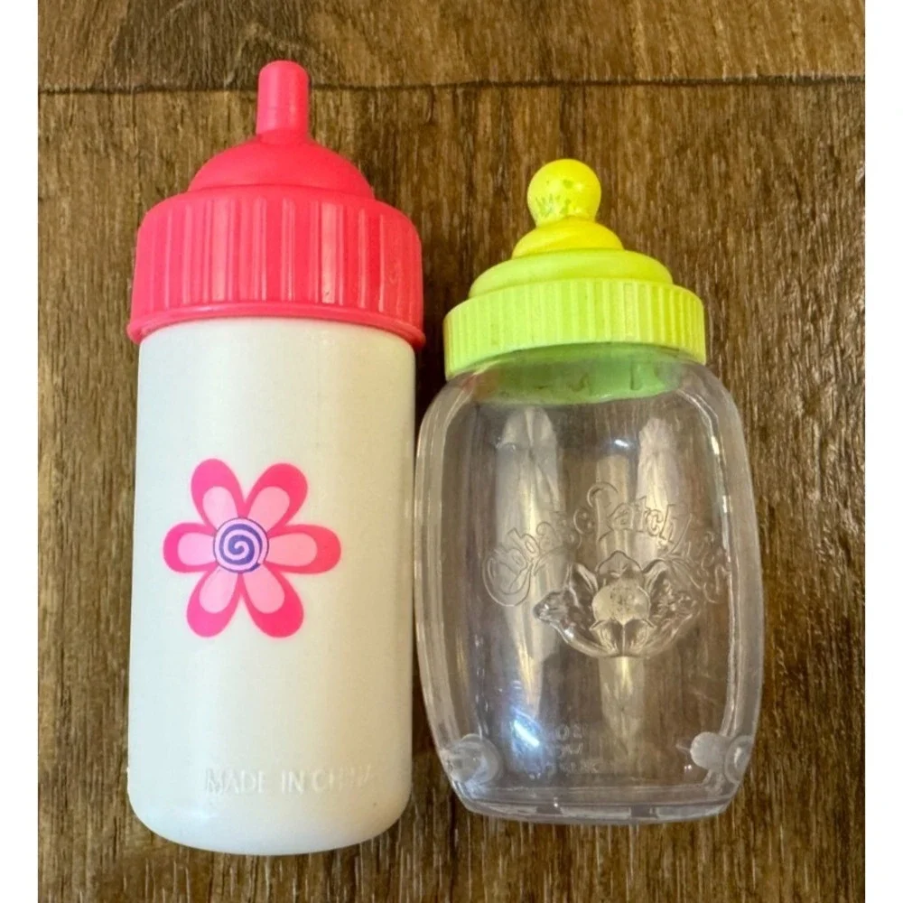 Cabbage Patch‎ Doll Baby Bottle Sippy Cup Replacements Pink Flowers Clear Green